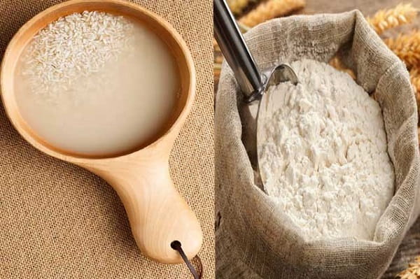 Sử dụng nước vo gạo và bột mì